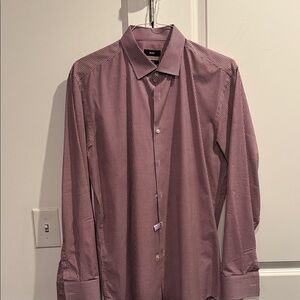 Boss Burgundy Checkered gingham dress shirt